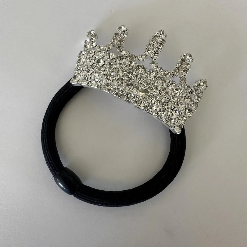 MIA Hair Tie Womens One‎ Size Silver Rhinestone Crown Elastic Ponytail Holder